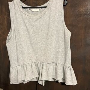ADORA Light Gray Ruffle Tank Top